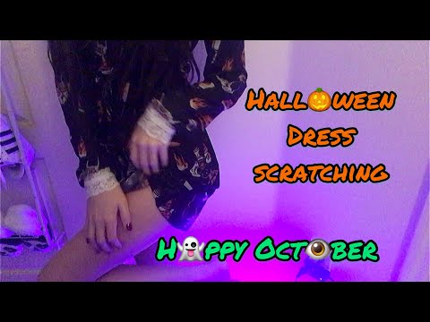 ASMR Dress scratching and skin scratching  | Happy October 🎃