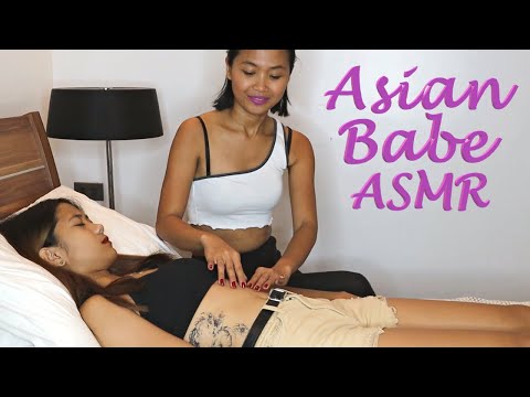 Asian Babe ASMR Belly Tickle Massage with Herzel! (Brushing and Light Scratch)