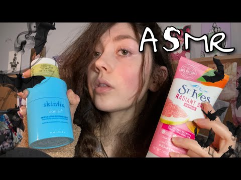 ASMR | Slowly Doing Your Skincare ( mouth sounds, face touching + )
