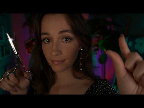 ASMR | Stress & Anxiety Removal 💜 plucking, snipping, affirmations 💜 LOW LIGHT