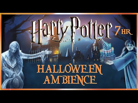 🎃 7 hours Halloween Harry Potter Ambience ⚡ Dark/ Moody/ Rainy/ Hogwarts/ 👻Ghosts/ Moving Background