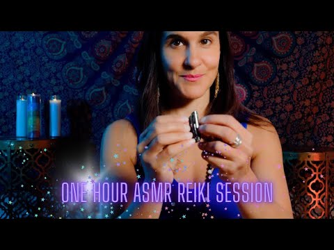 ASMR Reiki SLOW FULL Session✨1 HOUR Healing tones w/ CRYSTALS Hand Movements Personal Attention💜