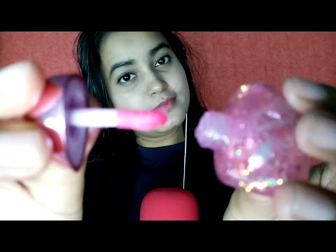ASMR Lipgloss Applying With Mouth Sounds & Lip Smacking