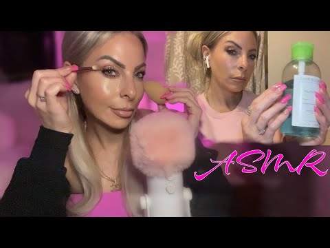ASMR Makeup Get Ready With Me & Then Unready With Me ASMR Skincare Application (Whisper Voiceover)