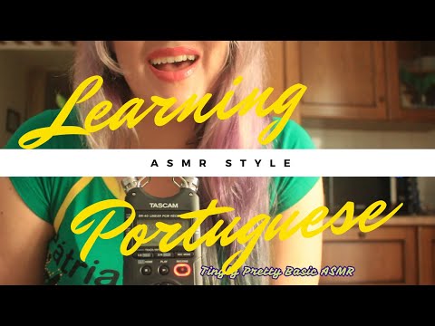 Learning Portuguese ASMR style, gentle hand movements, repeating words💜Tingly Pretty Basic #asmr
