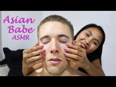 Asian Babe ASMR | FALLING ASLEEP to a RELAXING Face Rub (Fingernail Tickle Massage)