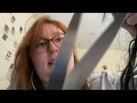 POV ASMR | Friend Cuts Your Hair *Goes Wrong* | Cutting, Scissor, and Spray Bottle Sounds
