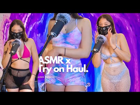 ASMR💜 Bathing Suit 👙 Try on Haul x Fast and Aggressive Fabric Scratching!