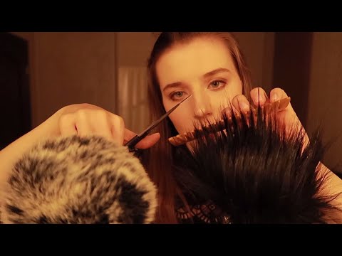 ASMR FLUFFY MIC BRUSHING, SCRATCHING. HAIRCUT FOR MICROPHONE. RELAXING WHISPERS. INTENSE TINGLES.