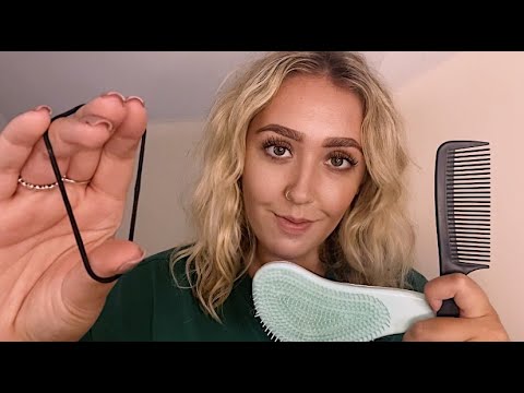 ASMR Parting and Braiding Your Hair - Hair Styling Roleplay (Personal Attention)