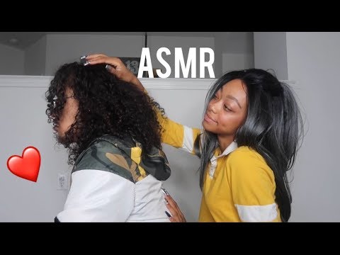 ASMR | how I style my boyfriends curly hair! ( into a bun ) 💆🏻‍♂️😍 | Relaxing voiceover