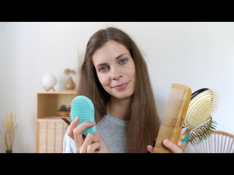 ASMR | relaxing hair brushing with different brushes and combs for sleep (whisper) 💤