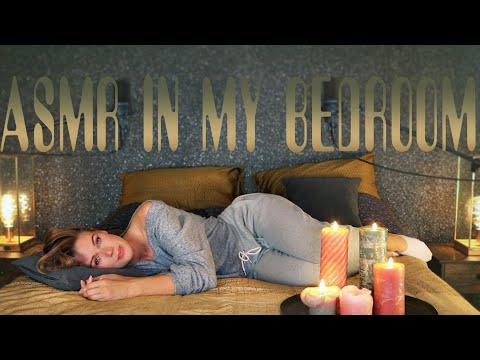 ASMR in my Bedroom  | SOFT WHISPERS | Burning candles & Fabric sounds