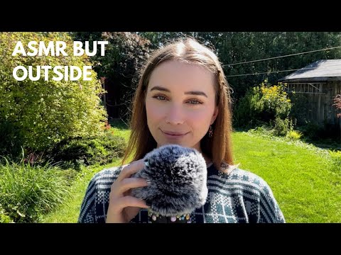 Sleepy ASMR video but outside in my backyard 🌿 (tapping, personal attention, scooping, plucking)
