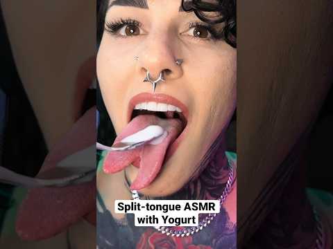 ASMR Split-tongue w/ Yogurt #asmreating #asmreatingshow #asmreatingsound #asmreatingfood #asmrfood