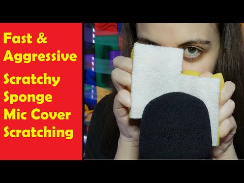 ASMR Fast & Aggressive Scratchy Sponges On Mic - No Talking After Intro