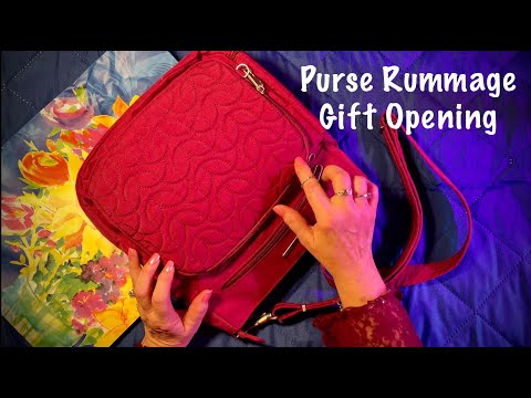ASMR Opening gifts! (No talking) Beautiful purse rummage! Tissue paper/plastic crinkles/candy!