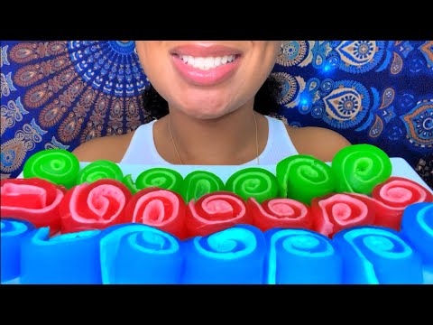 ASMR | Jelly  Roll ups! 💙❤️💚 Squishy Eating Sounds