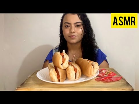 ASMR COMENDO CACHORRO QUENTE/ MUKBANG HOT DOG.