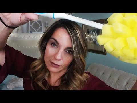 ASMR - Rubber Dish Glove Sounds - Whispering - Relaxing Sounds - Hand Movements - Camera Touching