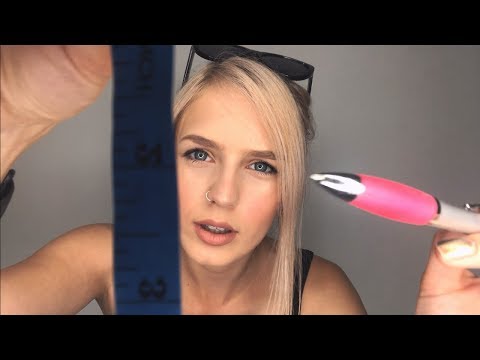 ASMR Face Measuring & Touching - Unintelligible Breathy Whispers (Up Close Personal Attention)