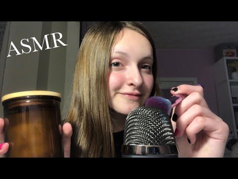 ASMR MIC BRUSHING AND FIRE CRACKLING SOUNDS
