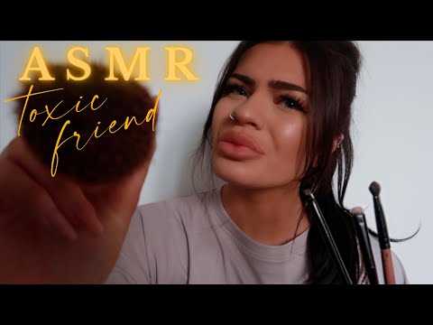Toxic Friend Does Your Makeup In Class 💄 ASMR Roleplay (w/ gum chewing & layered sounds)