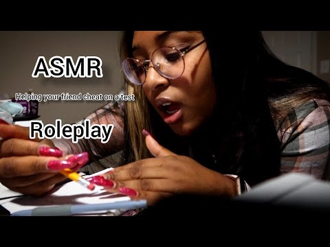 [ASMR] Helping Your Loud Chewing Friend Cheat on Her Test Roleplay 📝