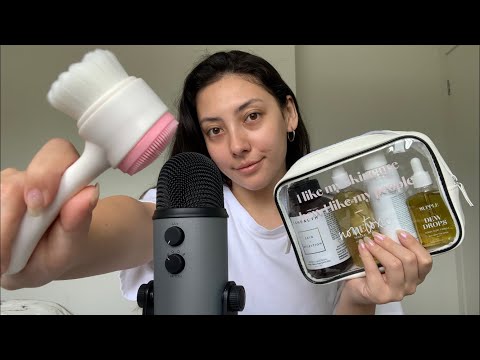 ASMR Tapping & Scratching On My Skincare | Whispered