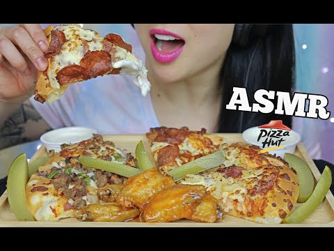 ASMR PIZZA HUT + HOT WINGS (EATING SOUNDS) NO TALKING | SAS-ASMR