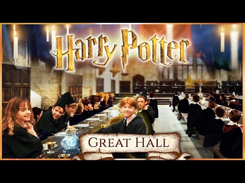 The Great Hall [ASMR] Harry potter Philosopher's Stone Ambience ✨Dinner feast, Friends chat, Magic