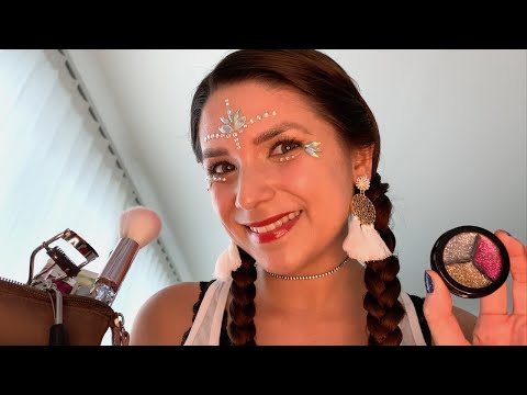 ASMR Sparkly Party Makeup with Glamour & Glitter (RP, Personal Attention, German/Deutsch)