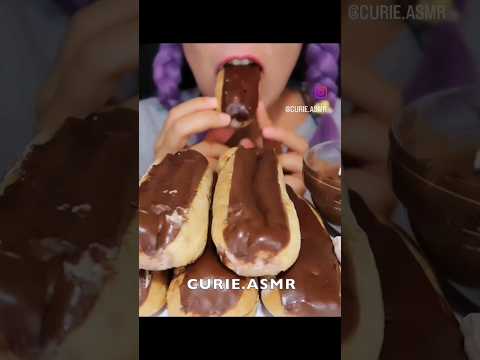 Chocolate Cream filled Eclairs #bigbite #asmr #mukbang 초코몽땅 이끌레어