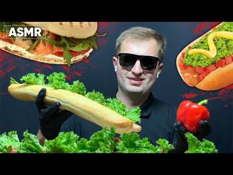 ASMR GIANT HOT DOG WITH GREENS + RED PEPPER   FOOD, DRINKS & EATING SOUNDS   Andrew ASMR