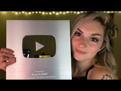 [ASMR] 100K Silver Play Button Unboxing // Up-Close Whispers & Tingly Tapping