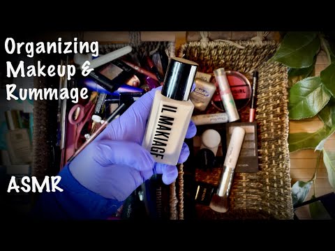 ASMR Makeup Rummaging & Organizing! (Whispered) Getting ruthless & weeding out the old stuff!