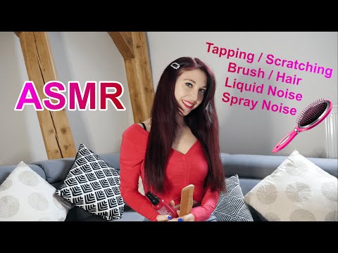 ASMR HAIR BRUSHING / CHEVEUX / LIQUID SOUND / SPRAY / SCRATCHING / TAPPING [no talking]