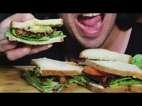 ASMR CRUNCHY Bacon Avocado Tomato Lettuce Sandwiches ! * Extreme Mouth Sounds * 먹방