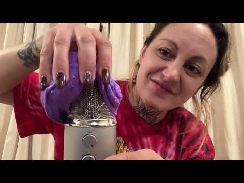 ASMR| 15 minutes of purple slime play! (Sub Request!) Sticky slime noises!