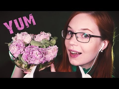 CRUNCHY Green ASMR -  Ear Rubbing and Dried Flowers - Ear to Ear Whisper