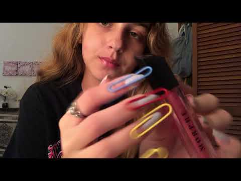 ASMR | tapping with PAPERCLIP NAILS | whispering