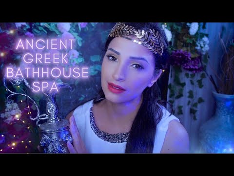 ASMR World Spa | ANCIENT GREECE Bath House 🌿Bathing you, Oil & Stone Beauty Treatment