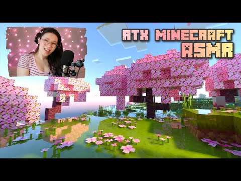 Minecraft RTX ASMR 🌸 Exploring & Building a Cherry Blossom Home 🌸 Soft Spoken Gaming For Sleep