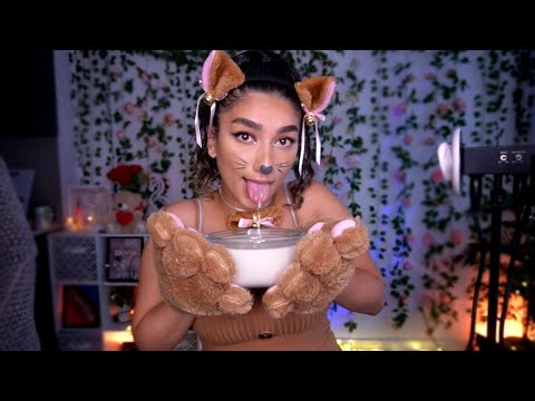 ASMR | Kitty Drinking Your Nut Milk 🥛(Licks, Pets & Scratches You Roleplay)🐈