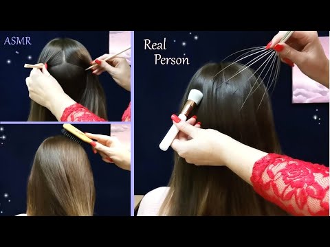 ASMR Real Person: Scalp Check & Scalp Massage with Different Tools (Whispering)