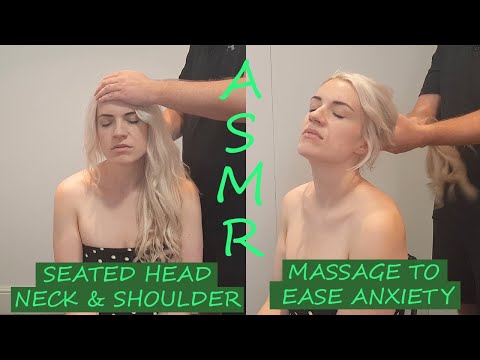 [ASMR] Seated Head, Neck & Shoulder Massage To Ease Anxiety with Subscriber [No Talking][No Music]