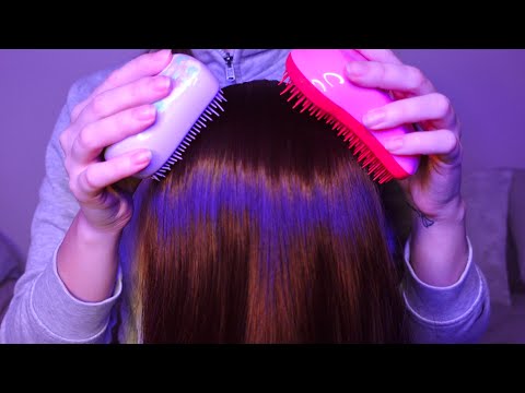 ASMR Gentle and Slow Hair Brushing with Two Tangle Teezers | NO TALKING | Dark Screen