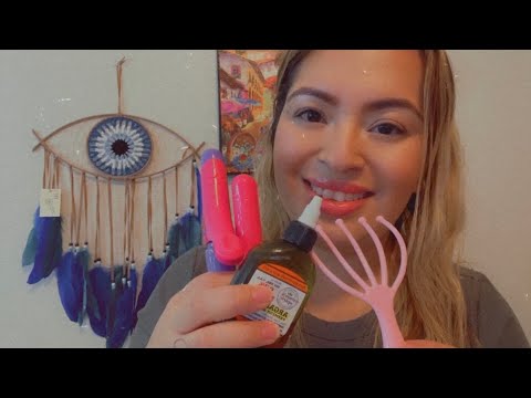 ASMR| Oiling & massaging scalp PLUS styling your hair 😴- personal attention, realistic sounds