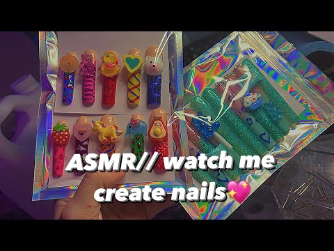 ASMR// watch me create nails (Nail Addict gel polish)💖