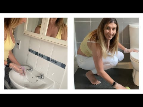 ASMR Cleaning No Talking - Scrubbing, Spraying and Wiping My Bathroom